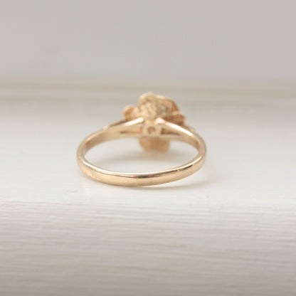 Vintage 9ct Yellow Gold Rose Ring, 1980
