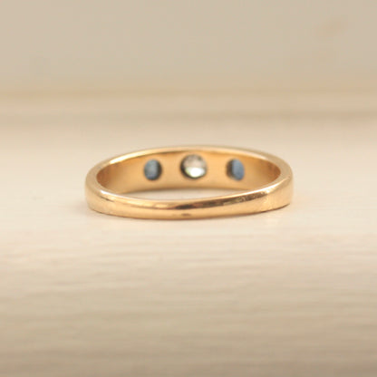 Antique Victorian 18ct Gold Sapphire and Diamond Band, 1891