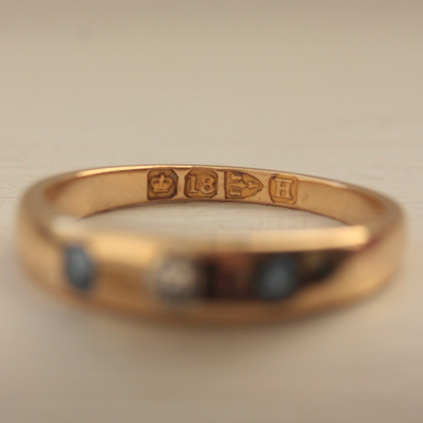 Antique Victorian 18ct Gold Sapphire and Diamond Band, 1891