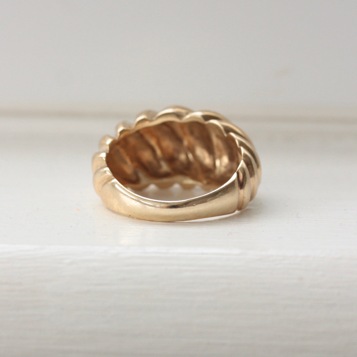 Chunky Vintage 9ct Gold Croissant Ring, 1992
