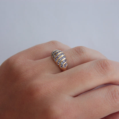 Vintage 9ct Yellow Gold Tanzanite Domed Ring