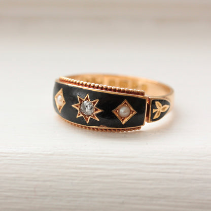 edwardian black enamel ring