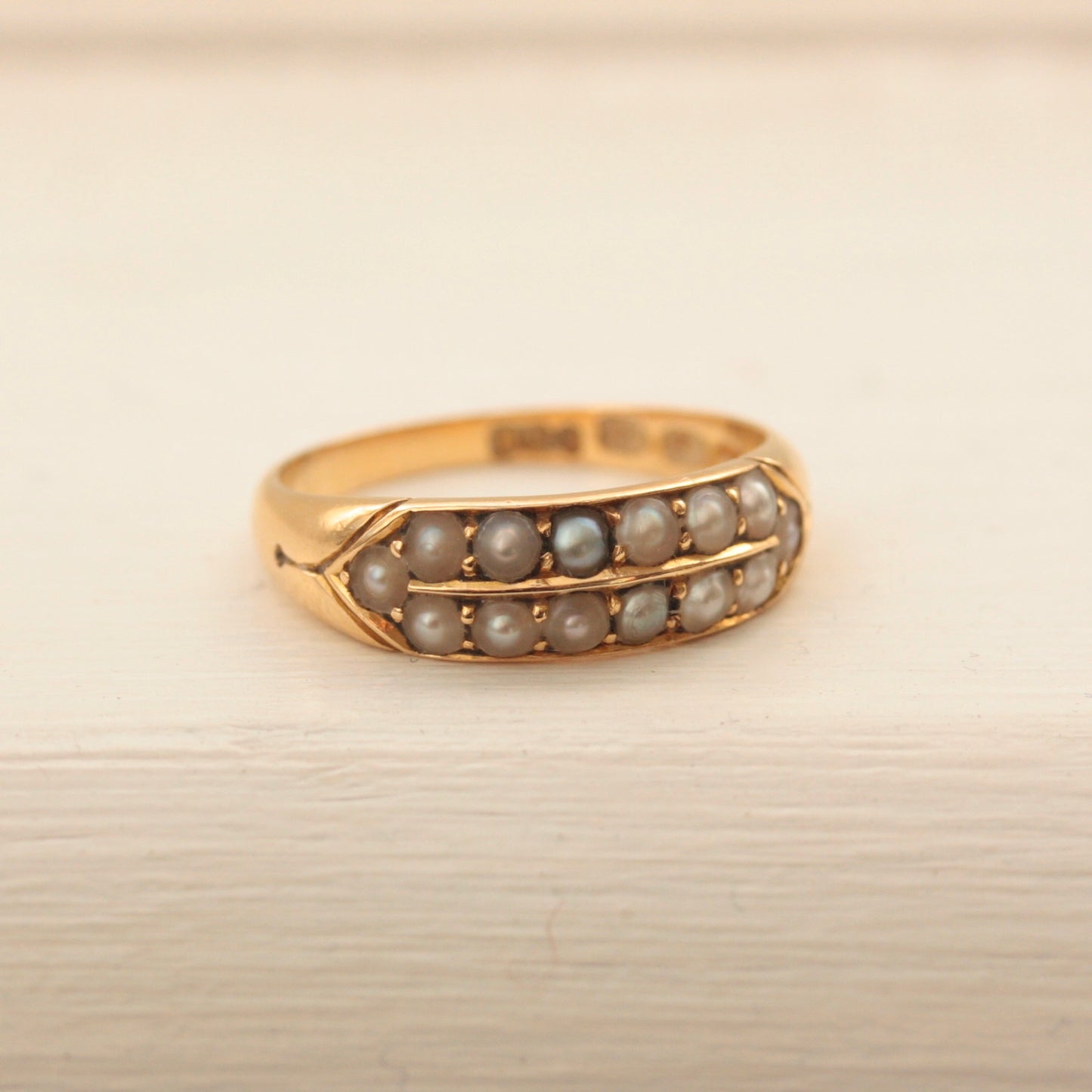 Victorian 18ct Gold Seed Pearl Ring, 1887