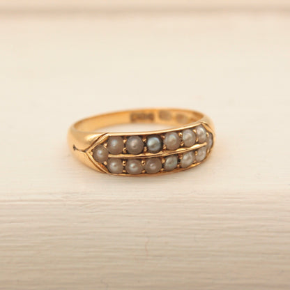 Victorian 18ct Gold Seed Pearl Ring, 1887