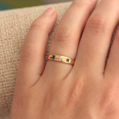 victorian 18ct gold diamond sapphire ring