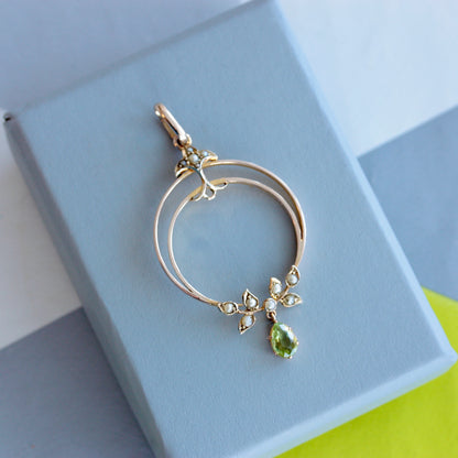 edwardian peridot and seed pearl pendant