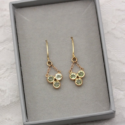 vintage 9ct gold peridot dangle earrings