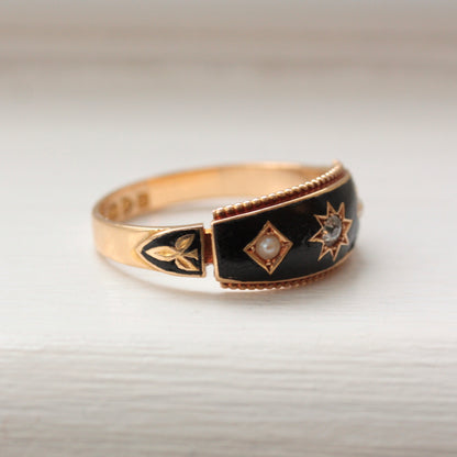 edwardian enamel mourning ring