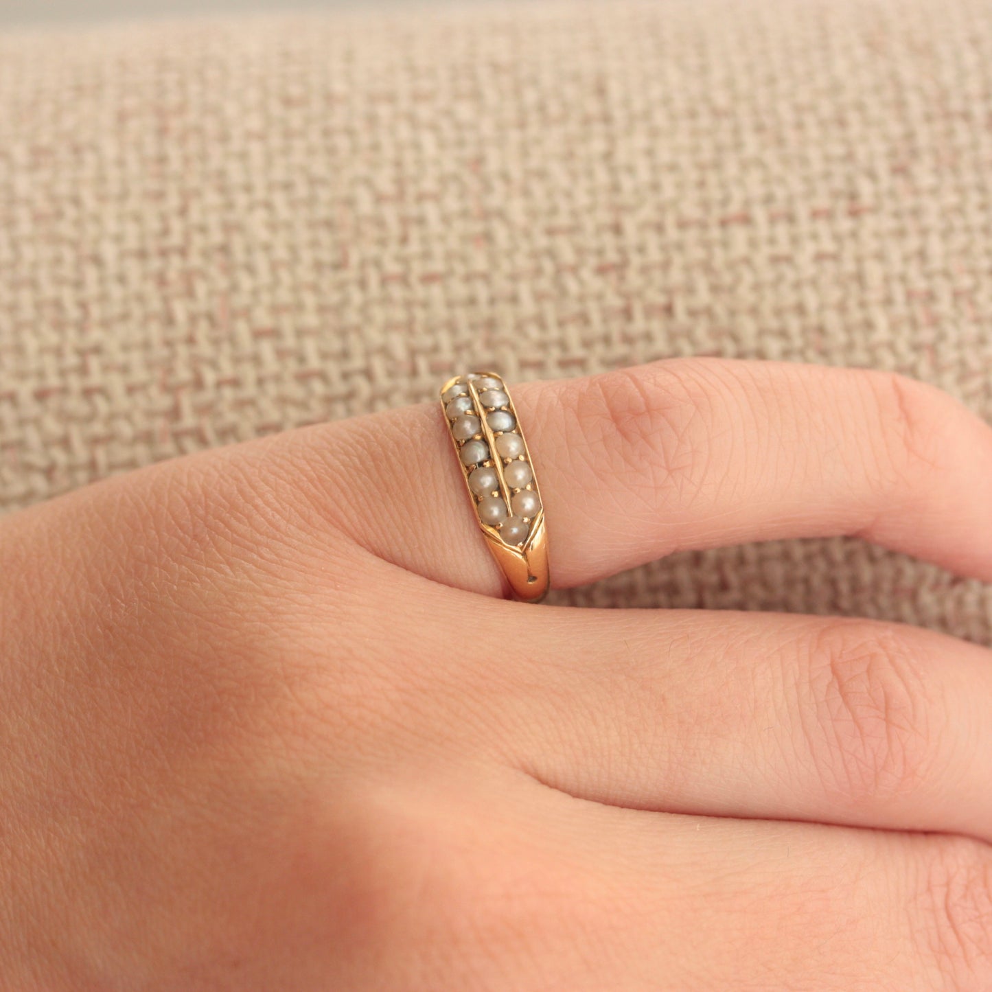 Victorian 18ct Gold Seed Pearl Ring, 1887