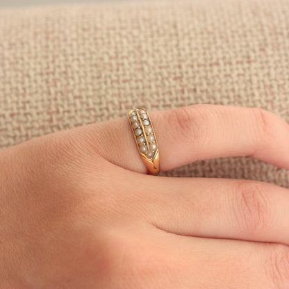 Victorian 18ct Gold Seed Pearl Ring, 1887