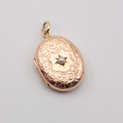 edwardian 9ct gold pearl locket