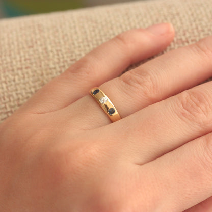 victorian diamond and sapphire gypsy ring