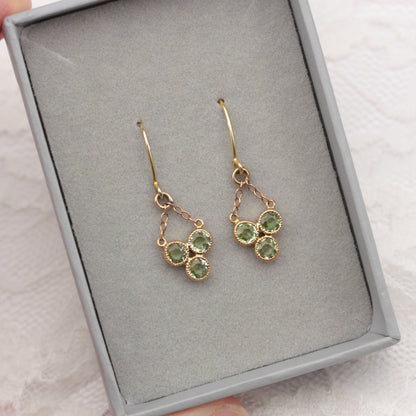 vintage 9ct gold peridot dangle earrings