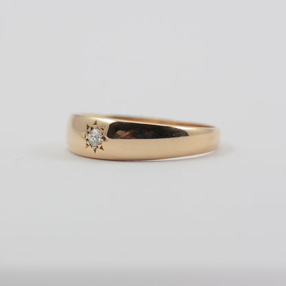 Antique Victorian 18ct Gold Star Set Diamond Gypsy Band Ring, 1897