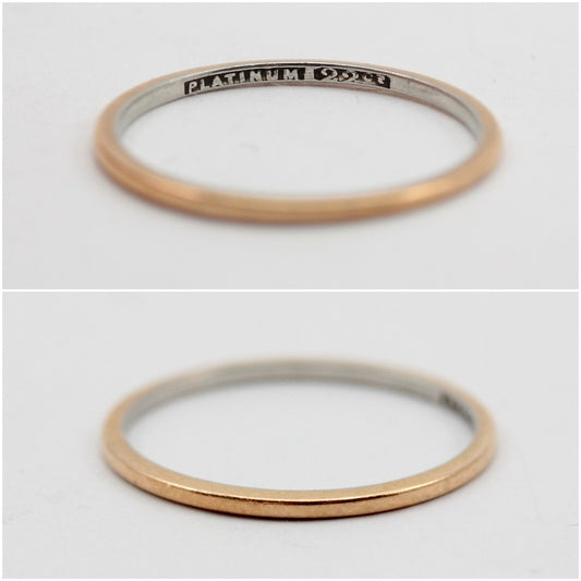 Early Vintage 22ct Gold & Platinum Skinny Wedding Band