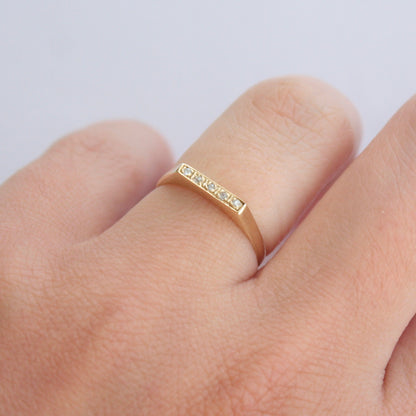 Vintage 9ct Gold Flat Front Diamond Five Stone Ring, 1979