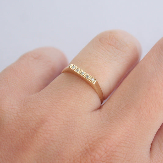Vintage 9ct Gold Flat Front Diamond Five Stone Ring, 1979