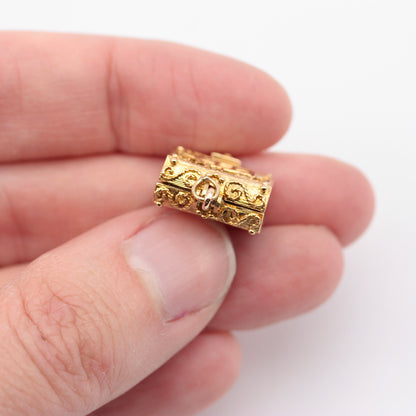 Vintage 9ct Gold Opening Bible Charm with Angel, by Nuvo, 1972