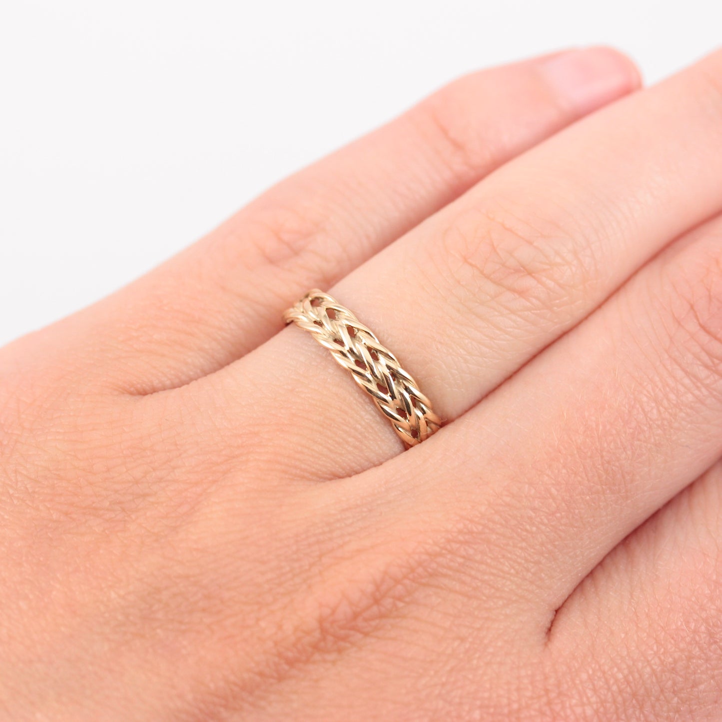 Vintage 9ct Gold Braided Band Ring, 1986