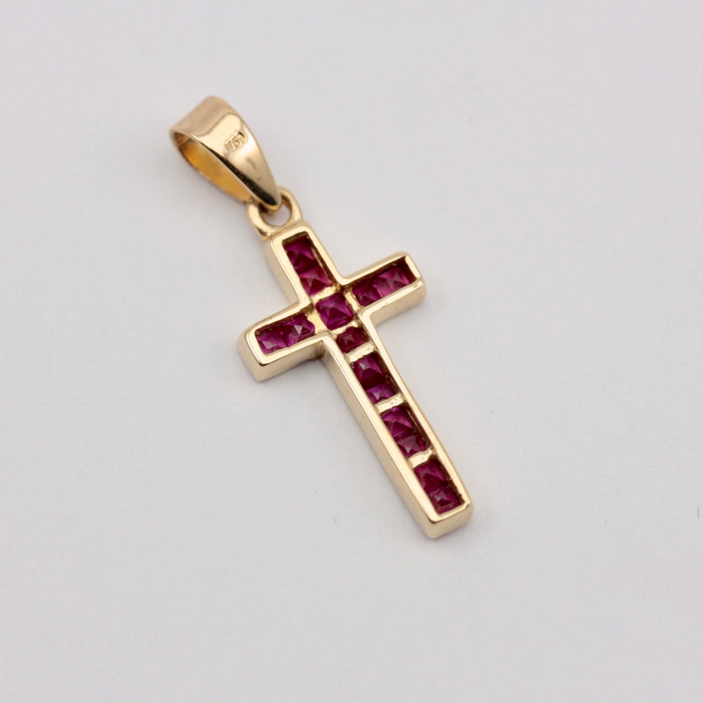 Pre-owned Channel Set Ruby Cross Pendant