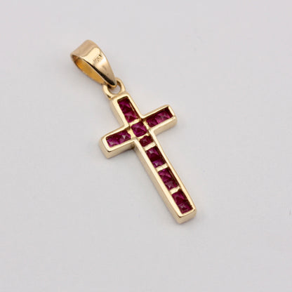 Pre-owned Channel Set Ruby Cross Pendant