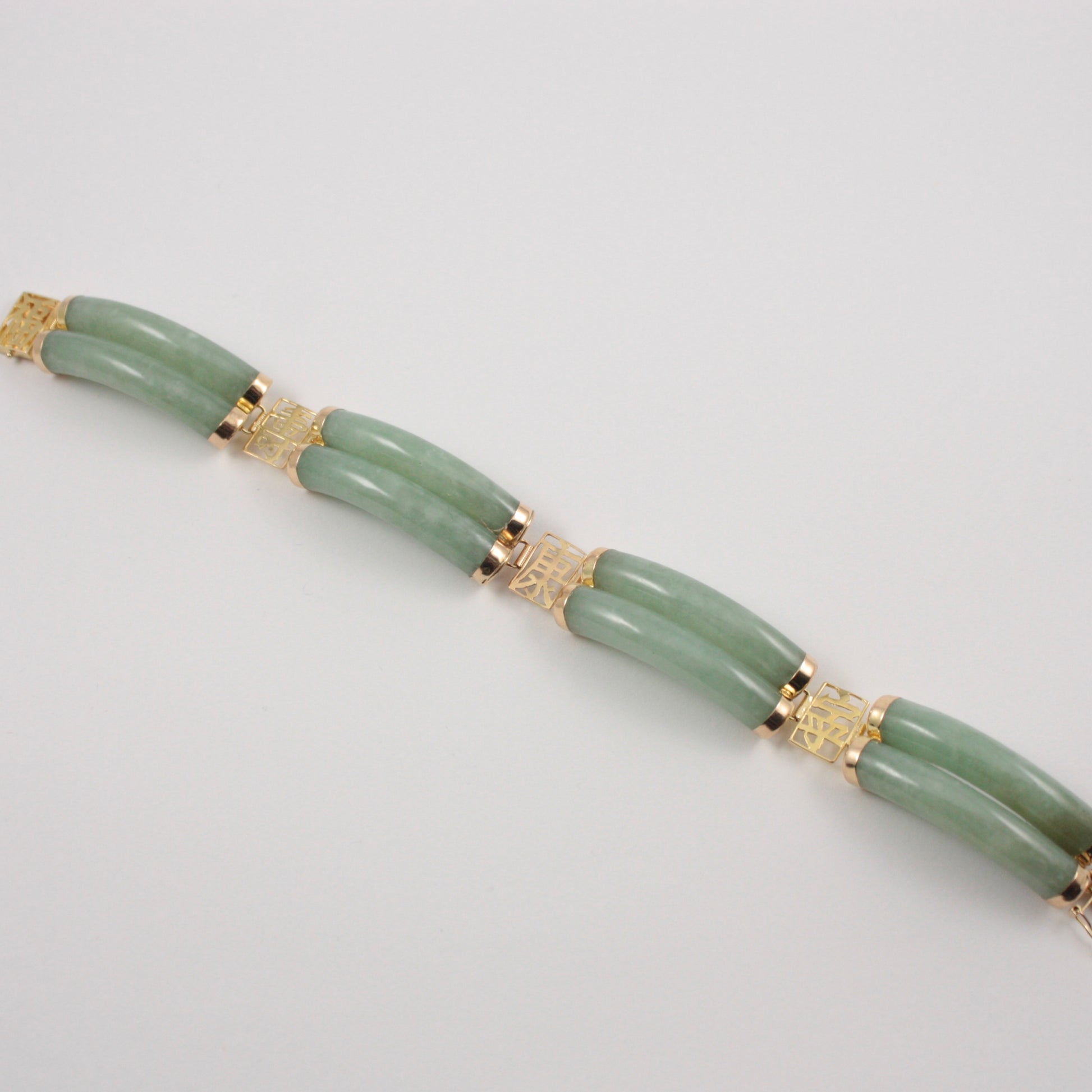 vintage 14k gold green jade bracelet