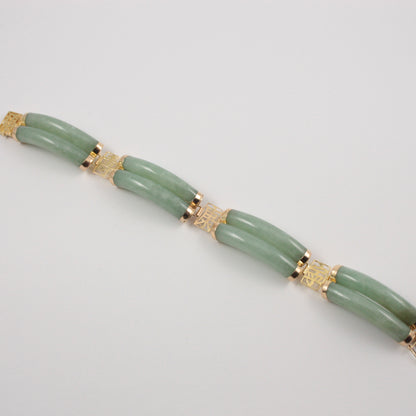 vintage 14k gold green jade bracelet