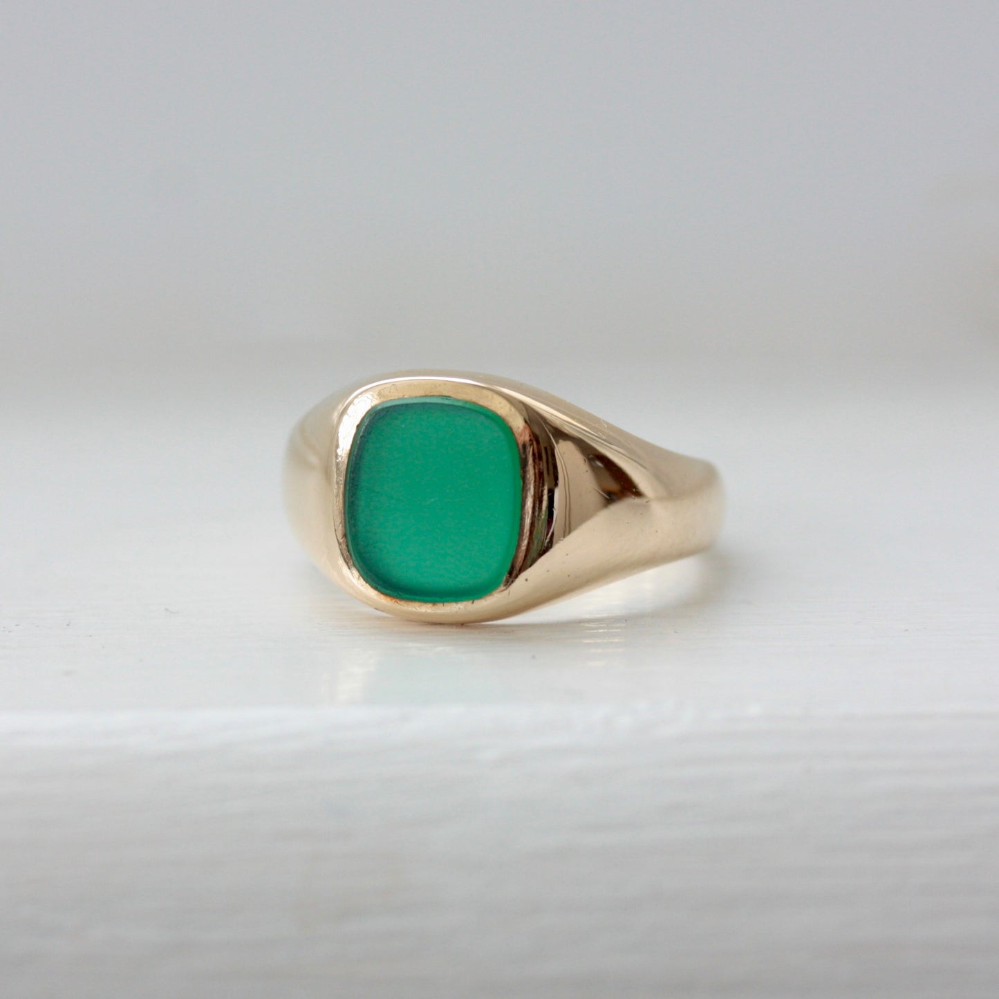 Green Agate Signet Ring
