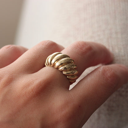 Chunky Vintage 9ct Gold Croissant Ring, 1992