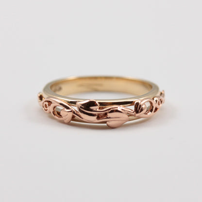Pre-owned 9ct Rose and Yellow Welsh Gold 'Tree of Life' Ring