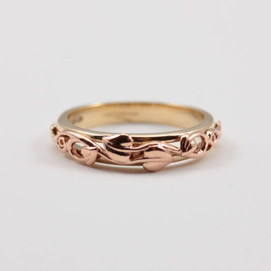 Pre-owned 9ct Rose and Yellow Welsh Gold 'Tree of Life' Ring