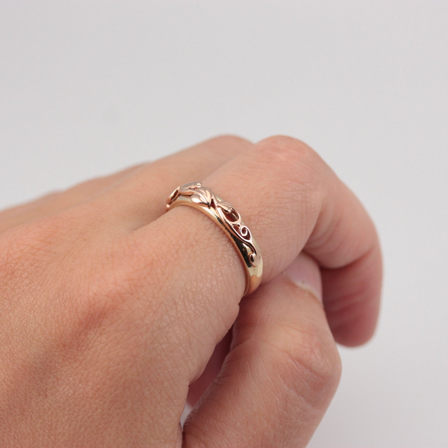 Pre-owned 9ct Rose and Yellow Welsh Gold 'Tree of Life' Ring