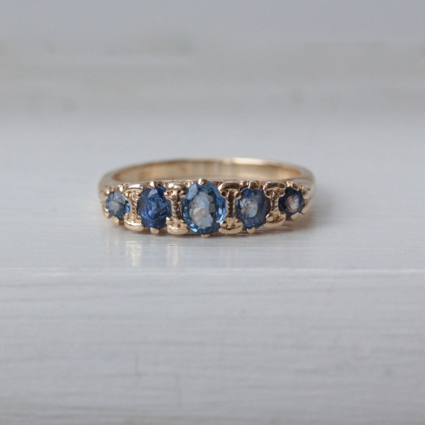 vintage sapphire 5 stone ring