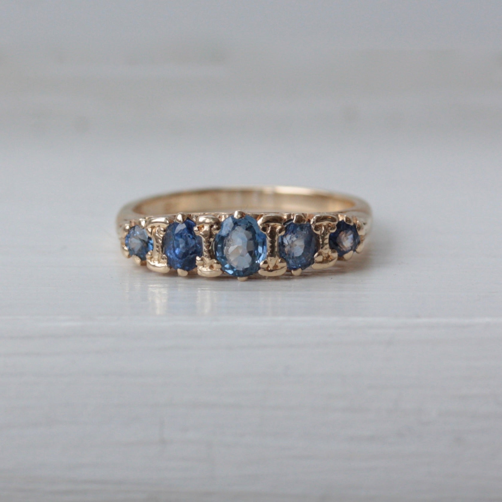 vintage sapphire 5 stone ring