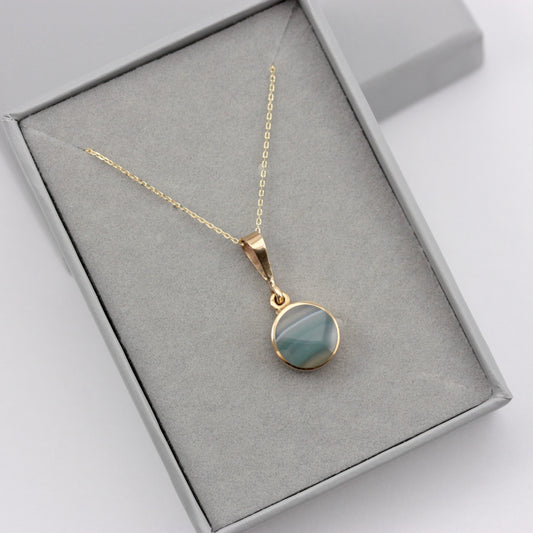 Pre-owned 9ct Gold Grey Banded Agate Pendant by David Scott Walker