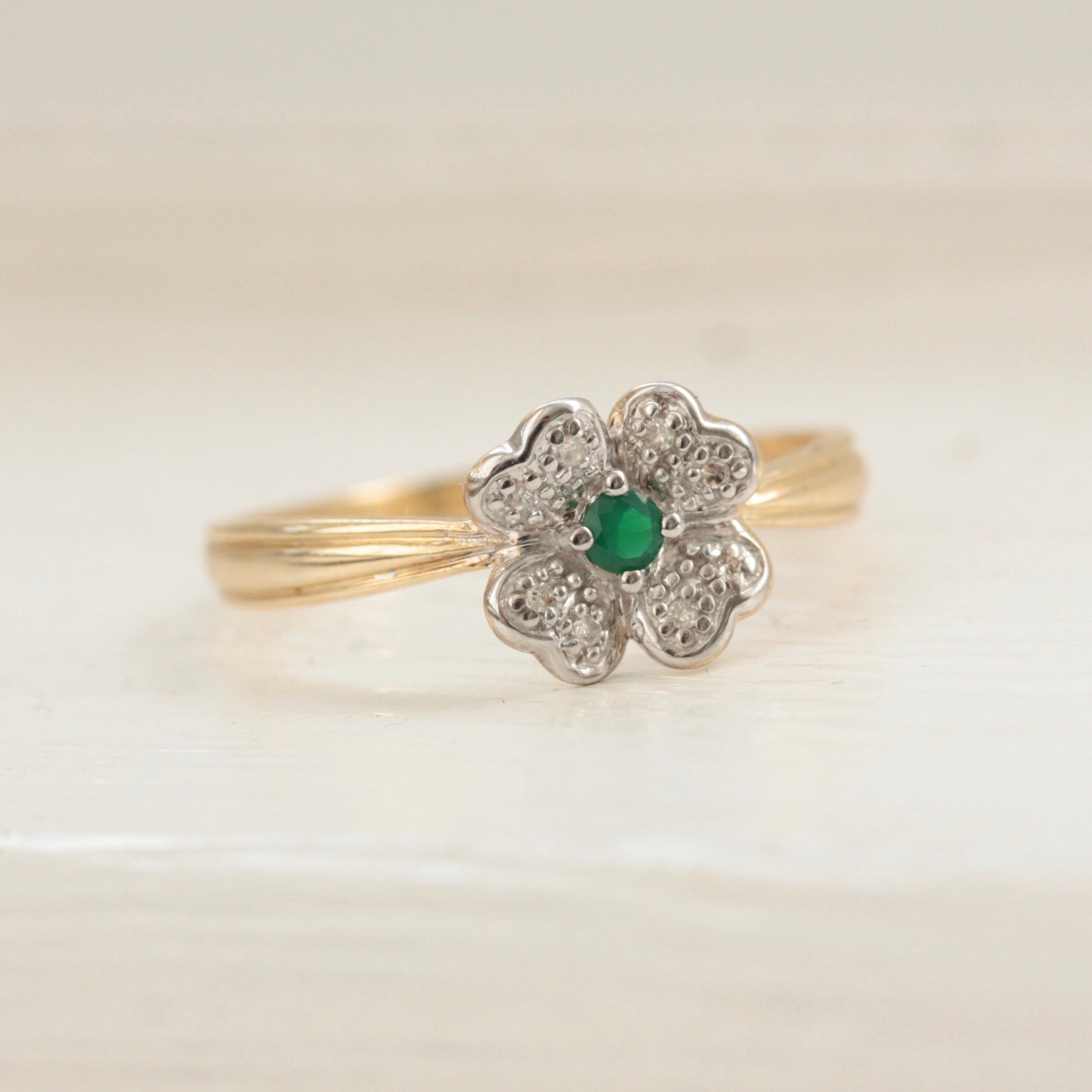 diamond four leaf clover ring