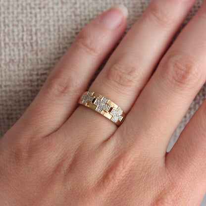 Pre-owned 9ct Gold and Diamond Cross Band Ring