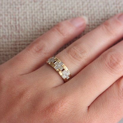 Pre-owned 9ct Gold and Diamond Cross Band Ring