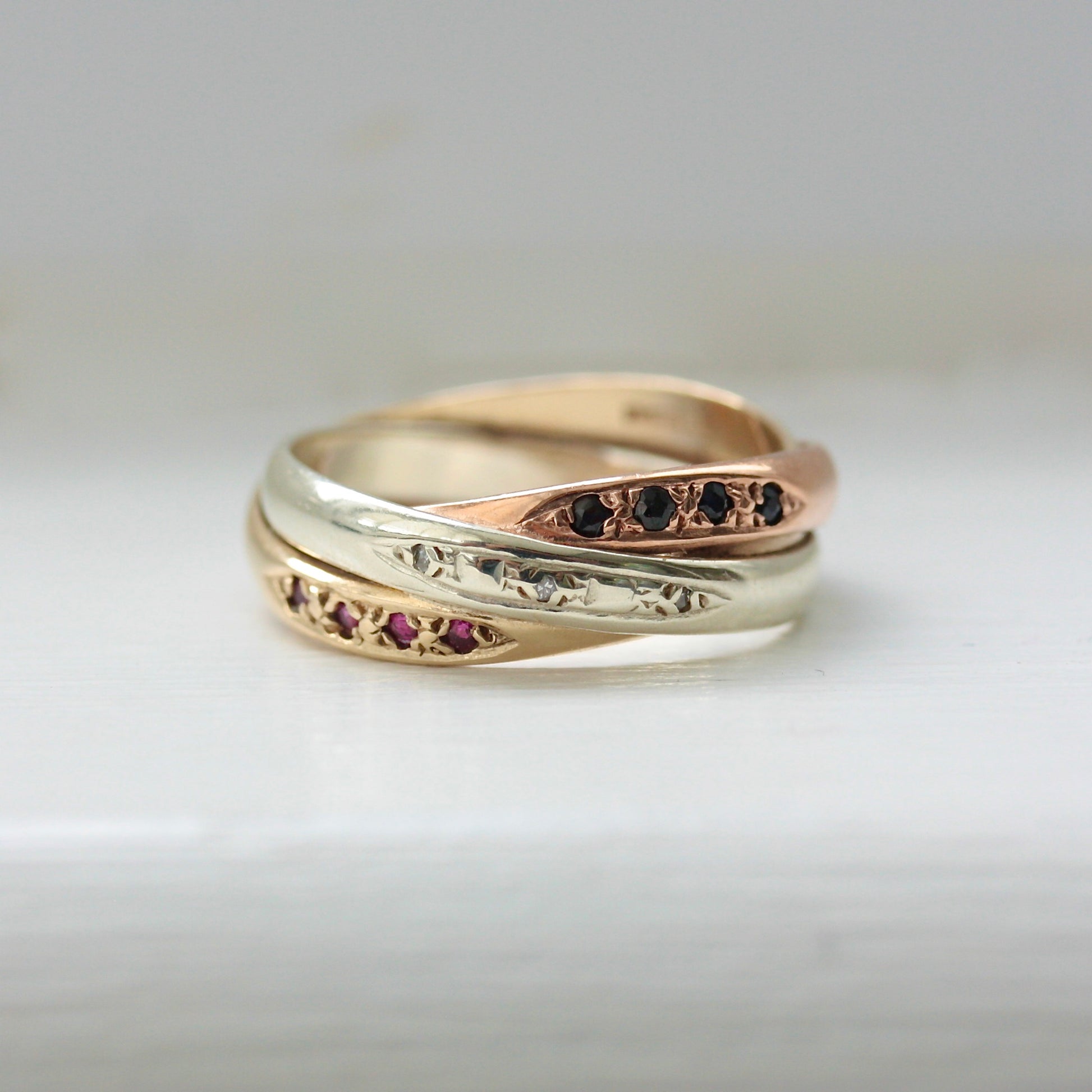 gemstone set russian wedding ring