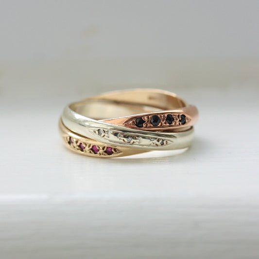 gemstone set russian wedding ring