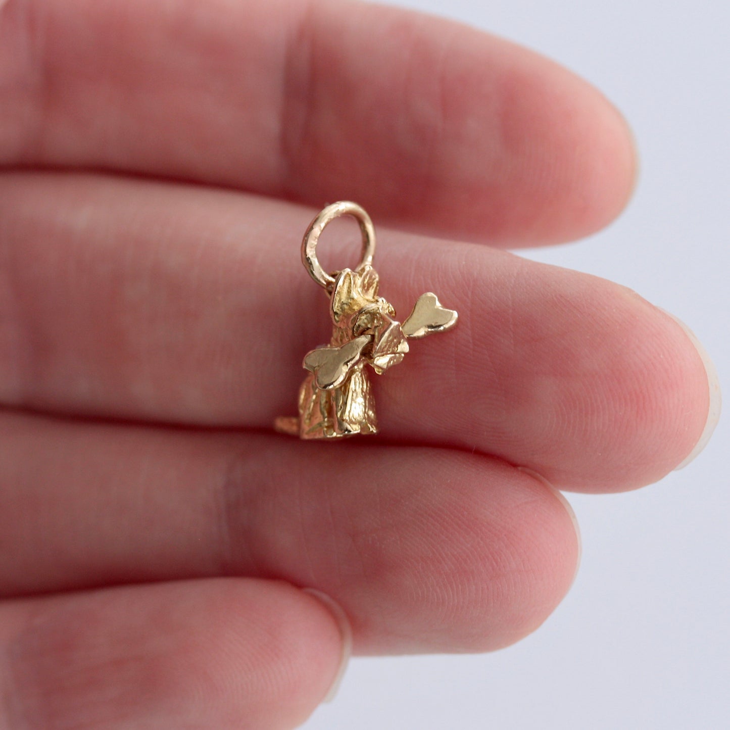 Vintage 9ct Gold Dog Charm with Moveable Bone, 1979