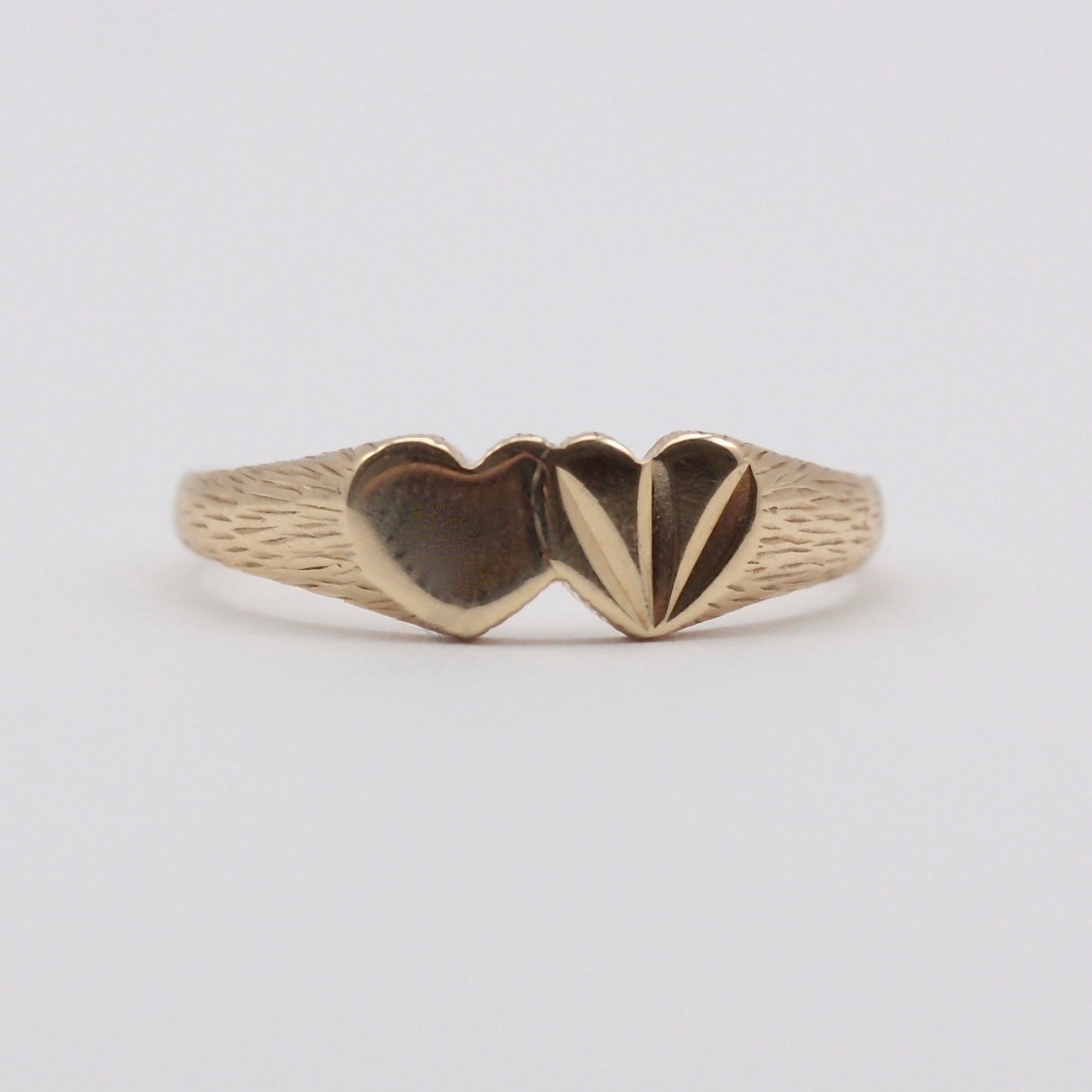 Vintage 9ct Gold Double Heart Ring, 1988