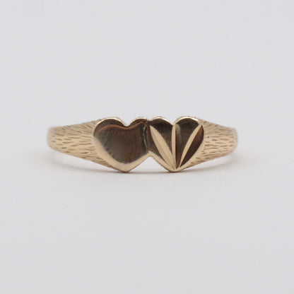 Vintage 9ct Gold Double Heart Ring, 1988