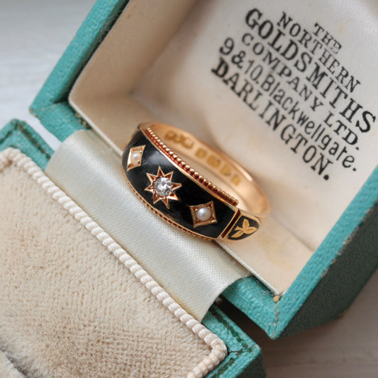 antique diamond and seed pearl ring