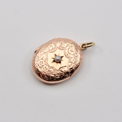 antique 9ct gold floral engraved locket