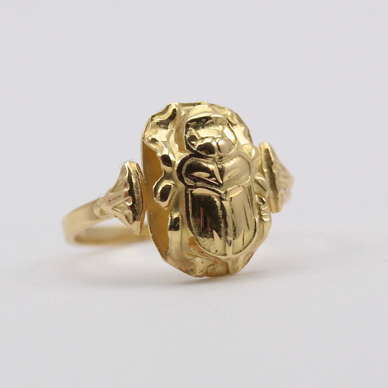 Vintage 18ct Egyptian Gold Scarab Beetle Ring, 1946 - 47.