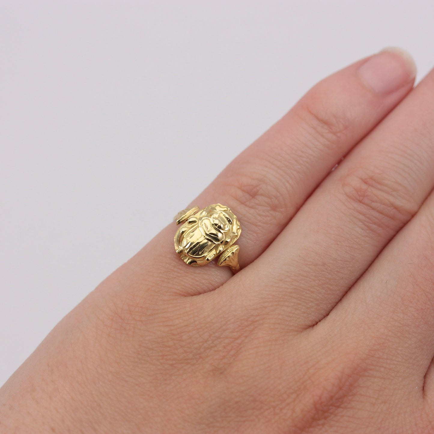 Vintage 18ct Egyptian Gold Scarab Beetle Ring, 1946 - 47.