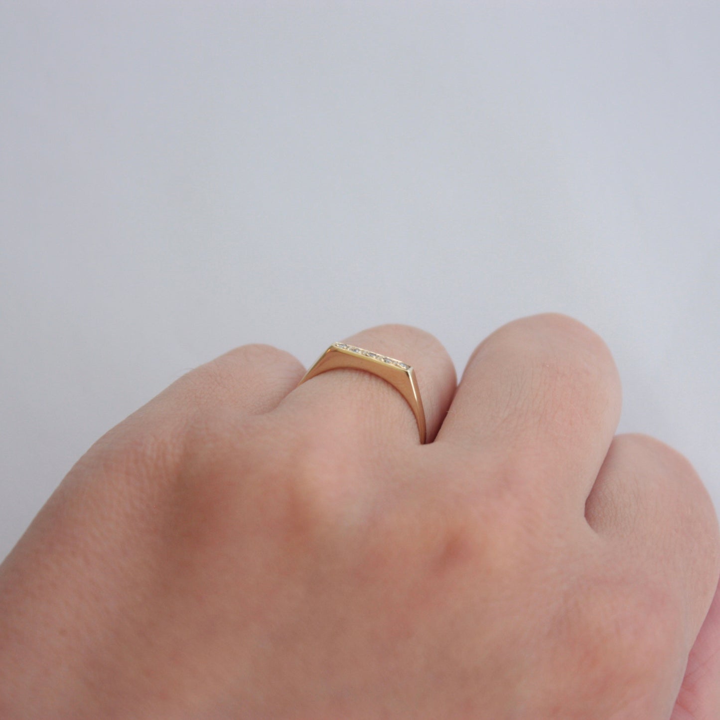 Vintage 9ct Gold Flat Front Diamond Five Stone Ring, 1979