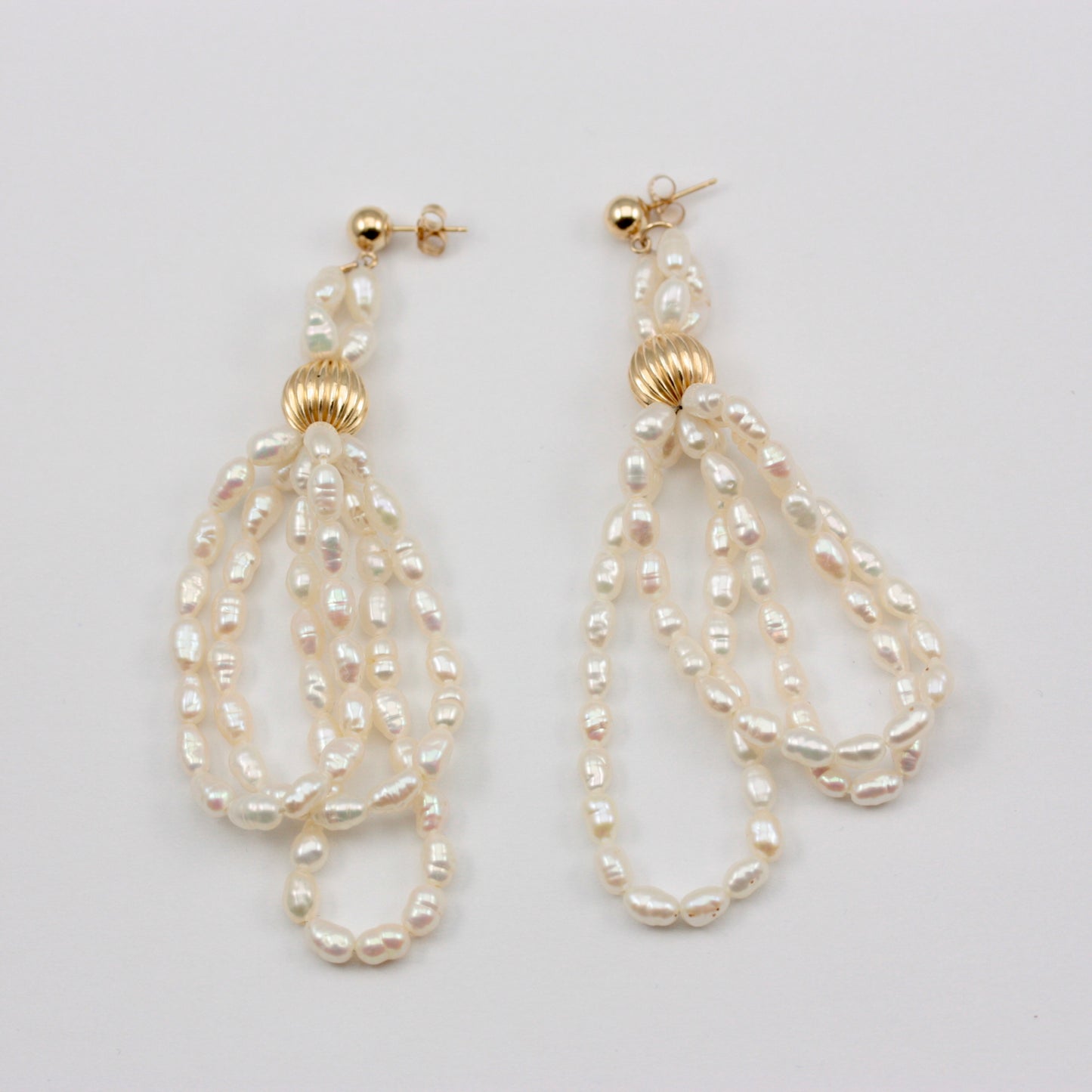 Vintage 14K Gold Pearl Statement Earrings, IPS