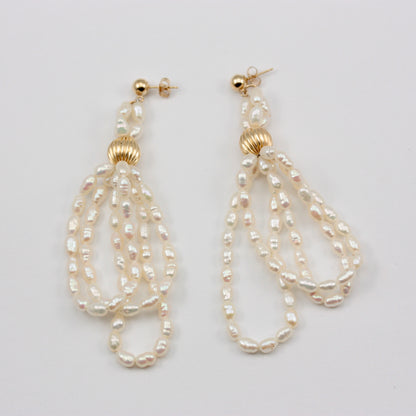 Vintage 14K Gold Pearl Statement Earrings, IPS